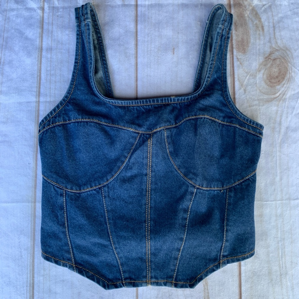 Jopna Denim Cropped Tank Top Size Medium